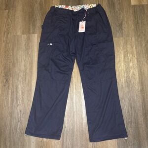 NEW Koi Scrub Pants Women's Medium Petite Navy Blue Cargo Nursing Medical